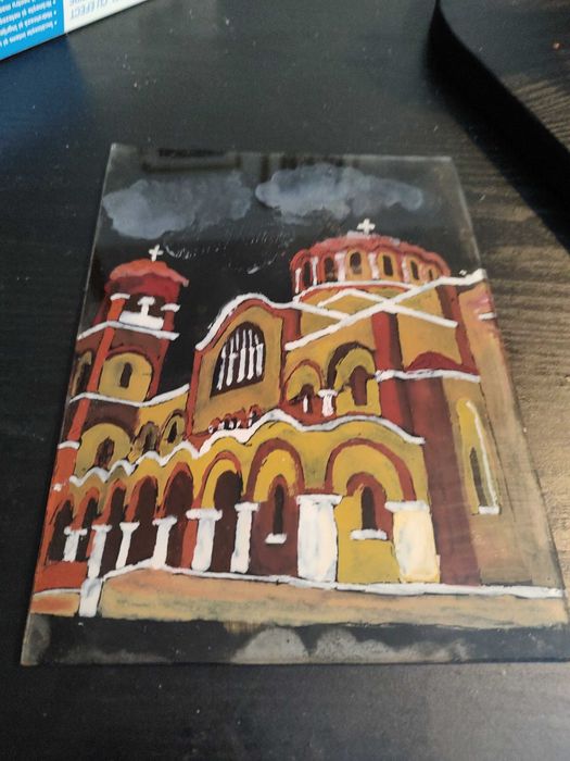 Pictura sticla "Manastire"