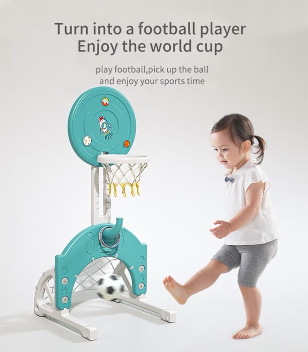 Детский площадка 3в1 с горкой, качелями и баскетболом