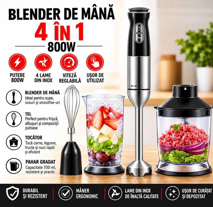 Stab Mixer 800w Blender vertical  set 4 in 1