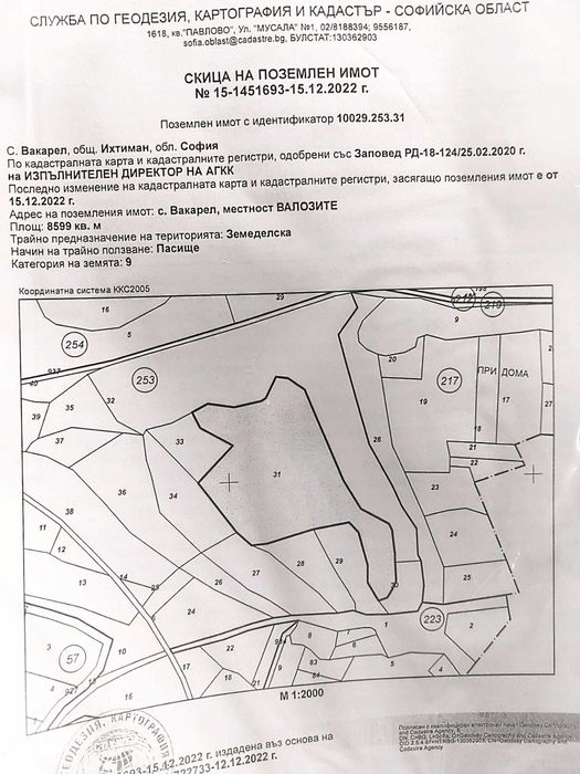ПАРЦЕЛ земя в софия Вакарел 8600m2
