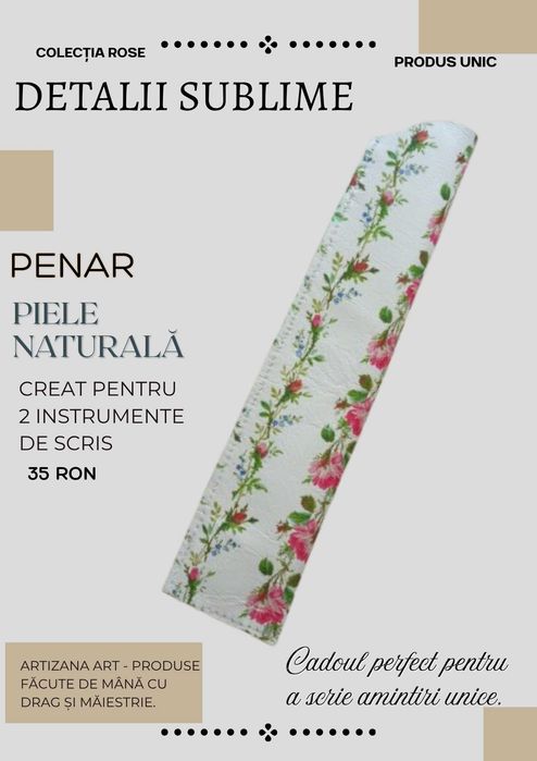 Etui pentru ochelari și penar - piele naturală