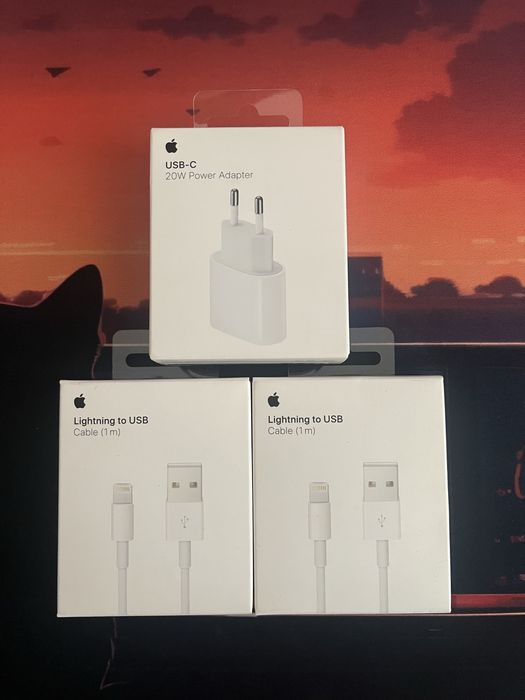 Продам оригинал адаптер питания USB-C и кабель lightning to USB