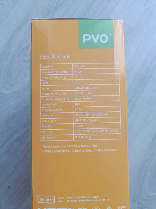 Video Proiector Vamvo Mini Yg300Pro, 1080P Full HD, Bluetooth 5.4