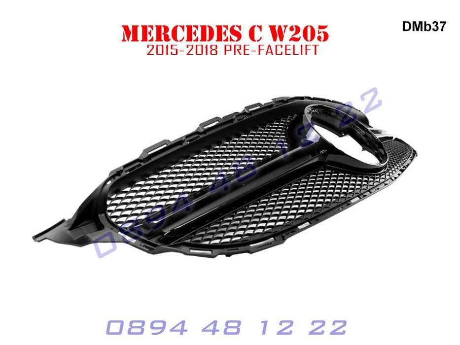 Предна Броня Черна Решетка AMG Mercedes C W205 Мерцедес АМГ Ц В205
