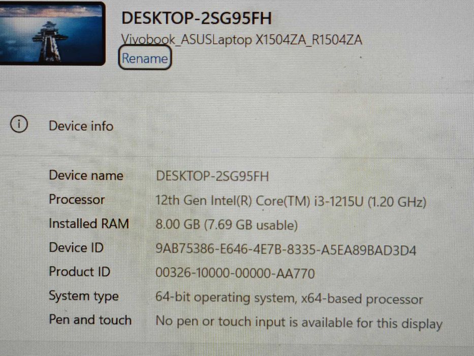 Asus VivoBook 15 R1504Z - KLI Amanet