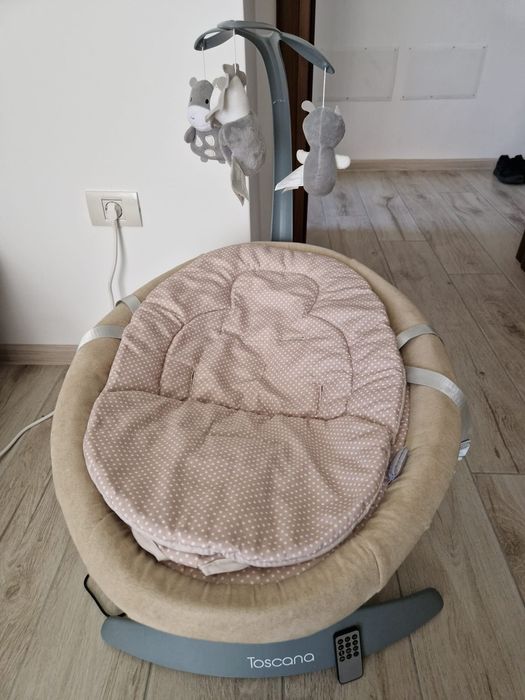 Leagan electric Lorelli Toscana, rotativ, panel muzical, telecomanda,