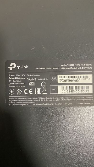 Управляемый коммутатор TP-Link JetStream T2600G-18TS (L2+)