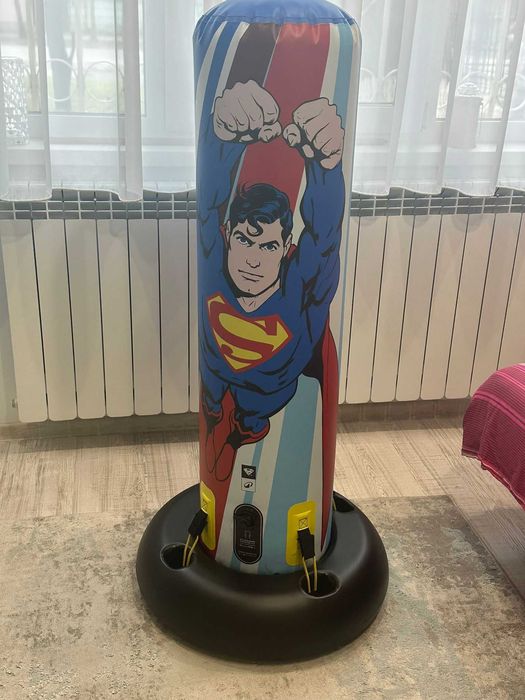 Sac de box pe suport gonflabil Superman, copii, Joc copii, miscare