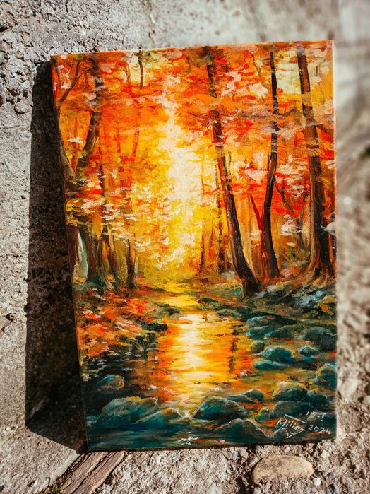 Execut la comanda picturi de peisaje pe panza in ulei