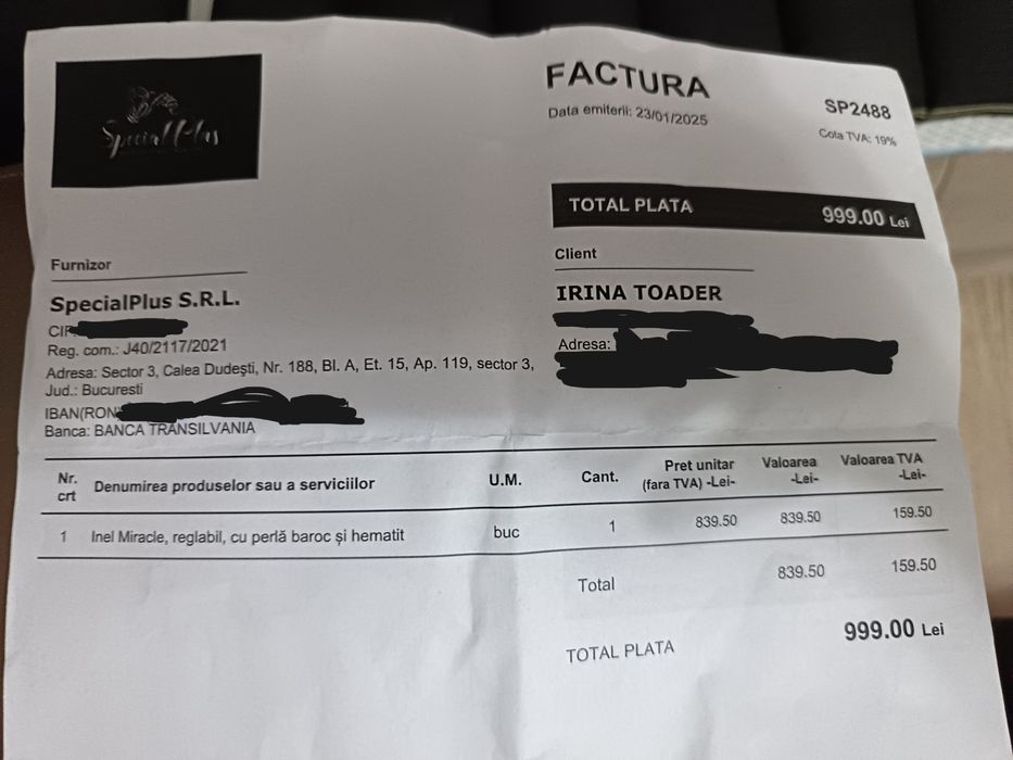 Inel Miracle din argint cu perlă baroc și hematit natural