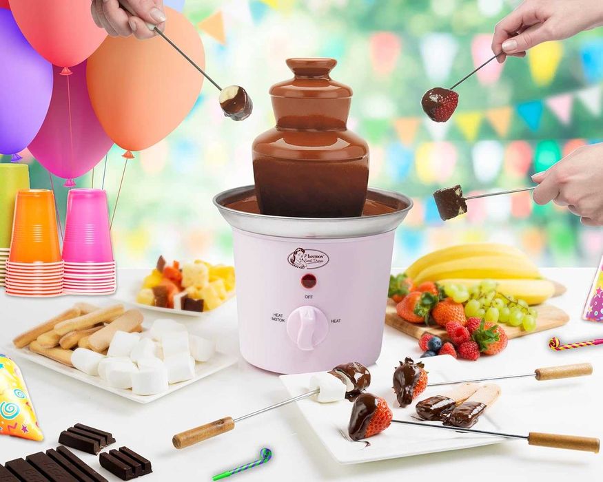 Шоколадов фонтан Bestron, 3 нива розов, 15,5x15,5x24,5см 60W