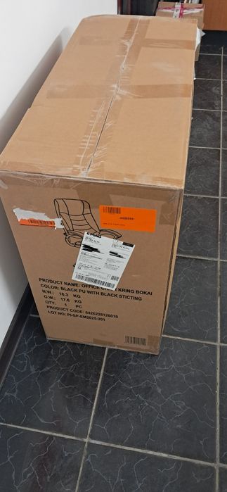 Scaun de birou ergonomic Kring Bokai, piele ecologica, Negru