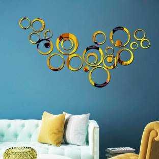 Set Oglinzi Decorative din PVC, Aurii ,Cercuri 24 bucati/set