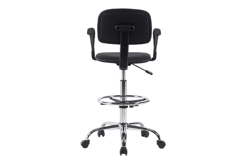 Офис стол Puzzle-home Icina, Подходящ за рецепция, PU, Черен - хром