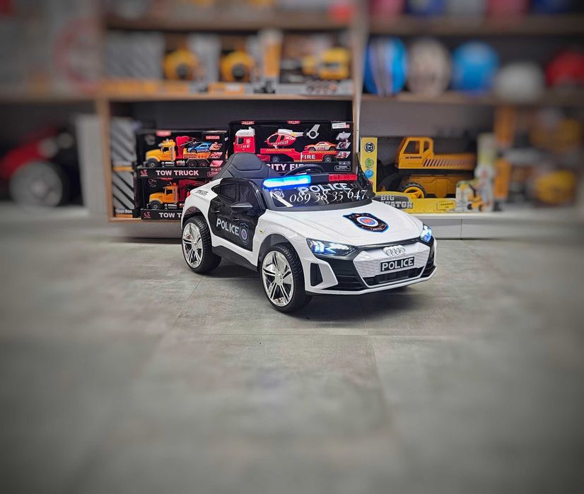 ТОП ЦЕНА!НОВО!Акумулаторна кола AUDI POLICE с 12V батерия,EVA ГУМИ,USB