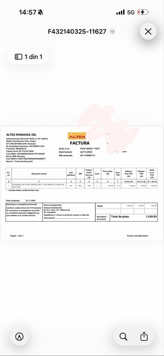 AirPods Pro 3 - originale - factura Altex 11.2025 - utilizare putin - husa Spigen