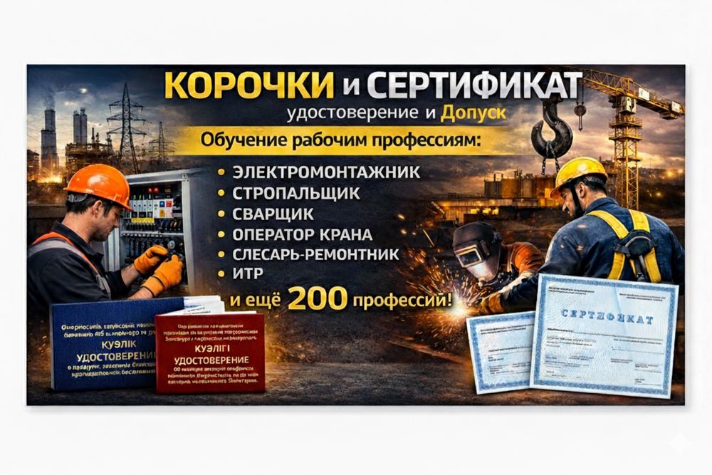 Корочки удостоверение на монтажник/сварщик/стропальщик/экскаваторщик