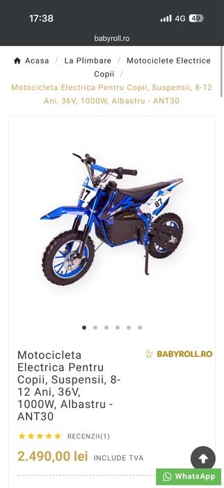 Motocicleta Electrica Pentru Copii
