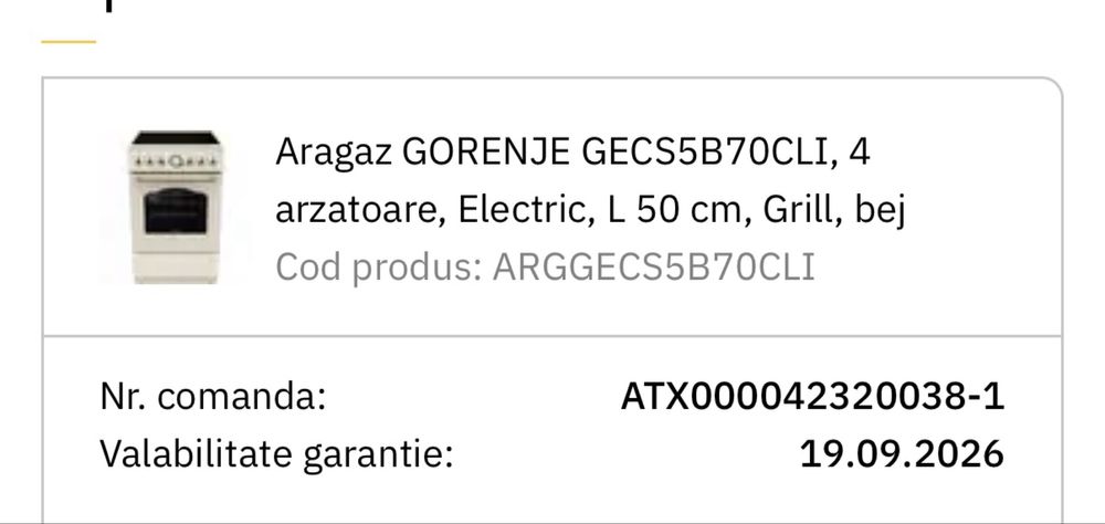 Aragaz nou Gorenje in garantie