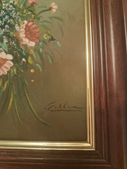 Tablou floral pictura pe pânză semnat