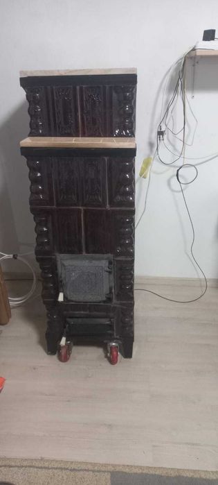 Soba teracota pe lemne, cu marmura, Aba, 1320 x 465 x 465 mm