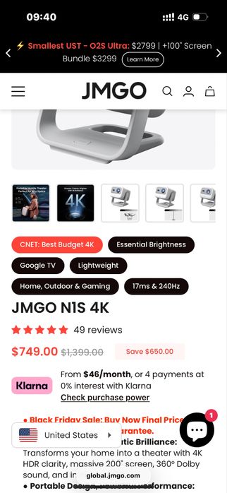 Продам проектор JMGO N1S 4 K