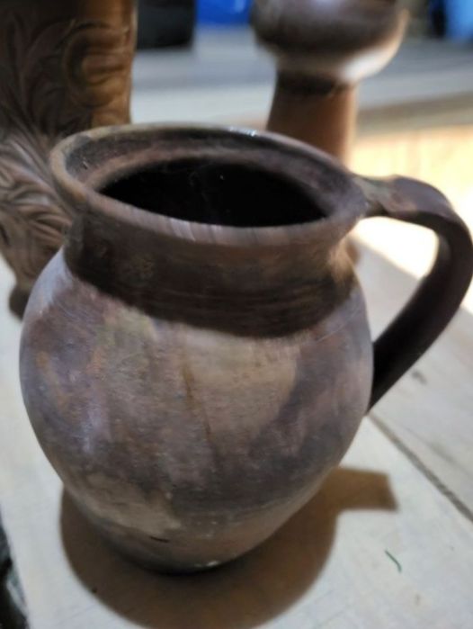 Obiecte/Vase de ceramica si zdrobitor lemn foarte vechi, de colectie