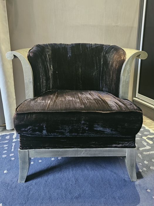 Фотьол дърво + плюш