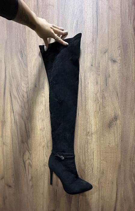 Високи ботуши (чизми) естествен велур