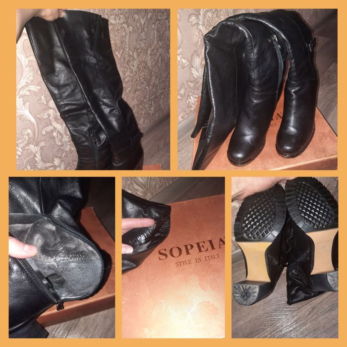 Продам натуральные кожаные сапоги