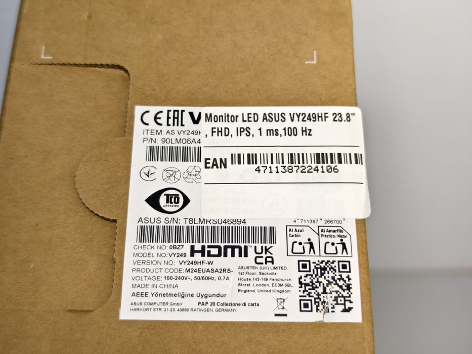 Monitor 100HZ, IPS, 1ms, Nou