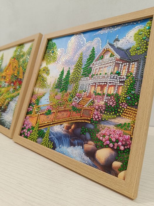 Диамантен гоблен 25 х 25 см готов изработен в дървена рамка