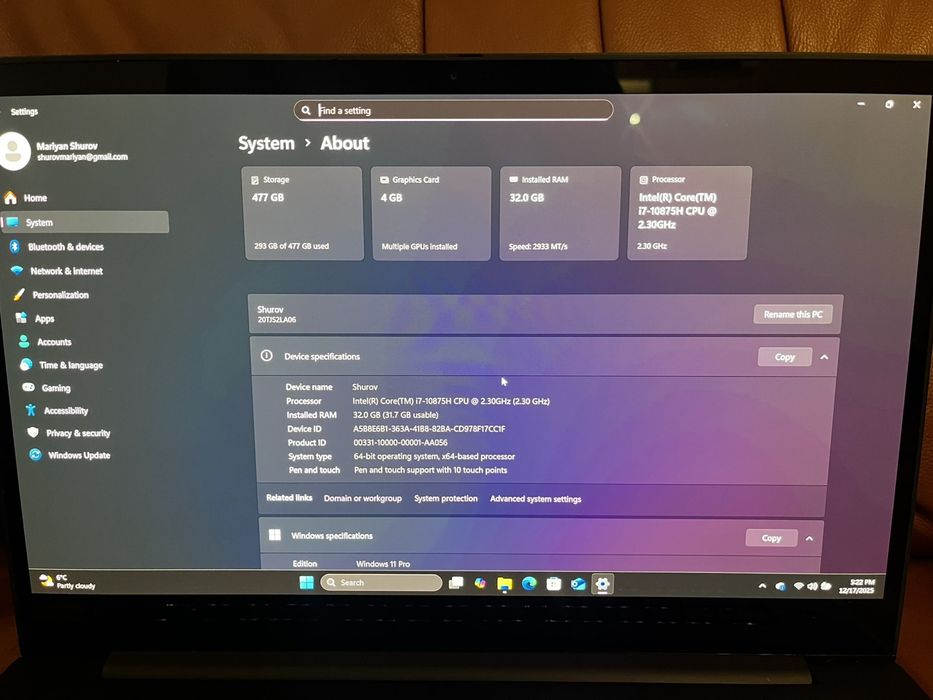Лаптоп Lenovo ThinkPad P1 Gen3 4K Touchscreen