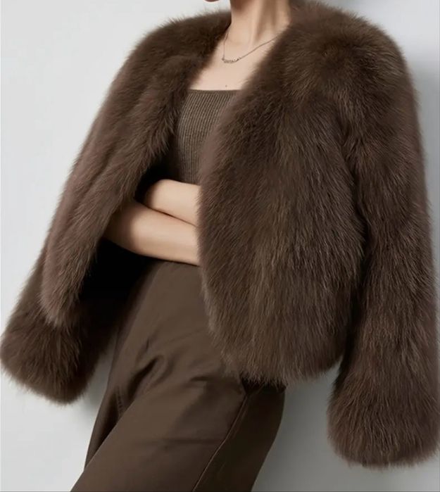 Кафяво палтенце,еко косъм