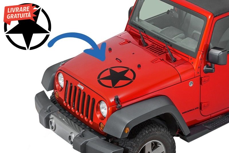 Sticker Stea Negru Universal Jeep, SUV, Camioane sau alte Autoturisme