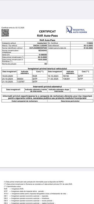 Logan 2020 cu 124000 km