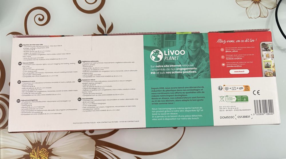Aparat de vidat Livoo DOM503 – NOU – 80W – rolă + folie incluse