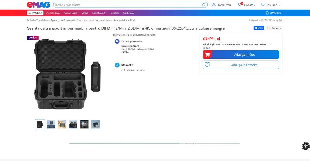 Geanta transport hardshell DJI Mini 2/SE Mini 4K, REDUS de la 670RON