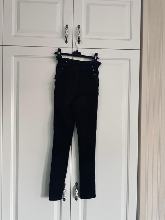 Blugi negri , cu talie inalta , masura Xs , noi , elastici