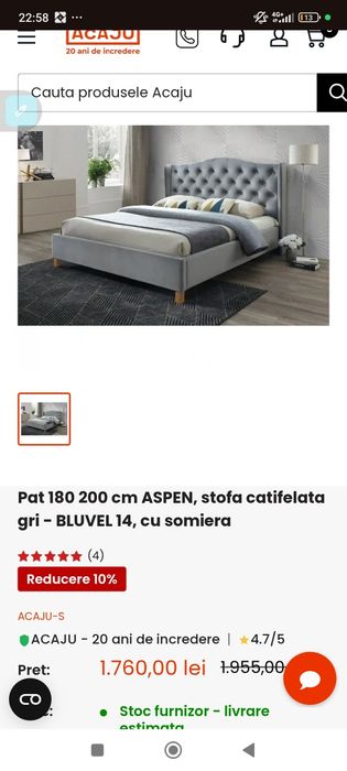 Vând pat 180 200 cm