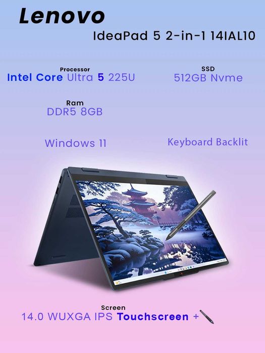 Lenovo IP 5 2-IN-1 14IAL10 Core U5-225U/8/512/14" TS/W11/Luna Grey