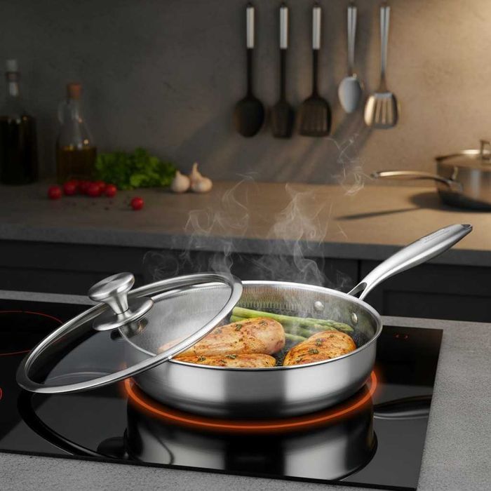 Тиган с капак Дълбок, Незалепващо Покритие, Неръждаема стомана