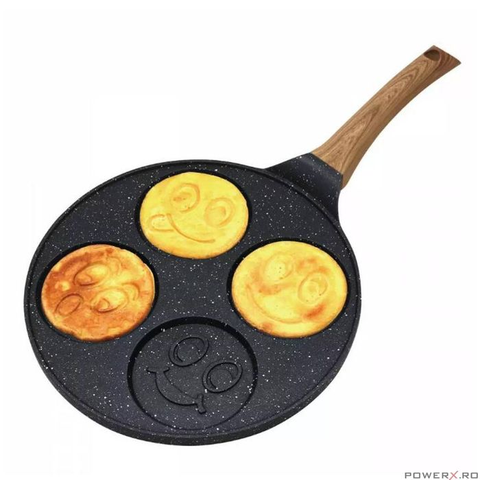 Tigaie cu strat din marmura pentru oua si clatite cu 4 fete