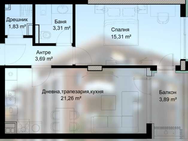 Продава се Двустаен апартамент в София, Малинова долина - 67 кв.м за 2015 €/кв.м - Снимка #2