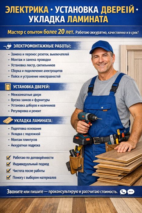 Электрика установка дверей ламинат