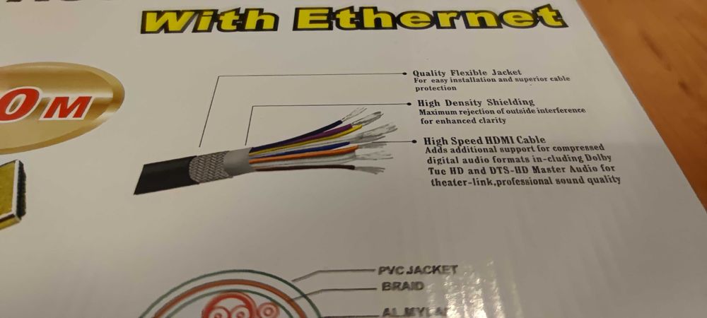 Cablu premium HDMI 20 metri, cu amplificator, conectori auriti, 4 K