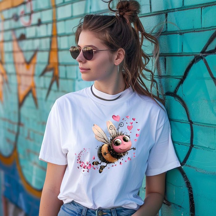 Дамски тениски с пчели и сърца
