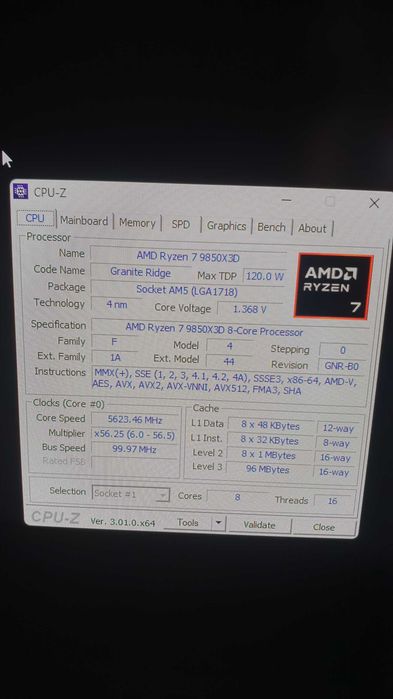 Cpu Amd 9850x3d AM5