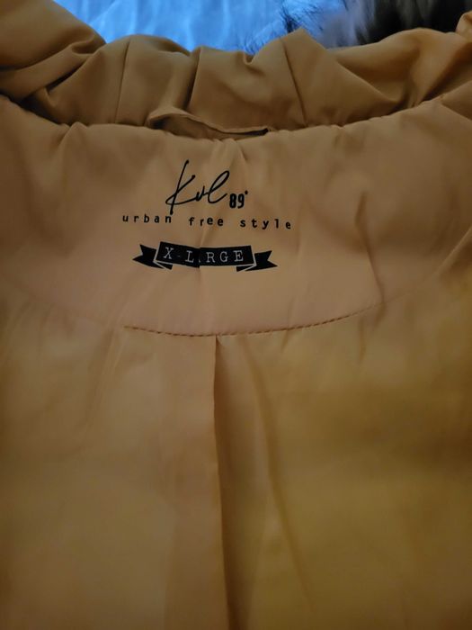 KVL by KENVELO, Jacheta dama cu gluga si aspect matlasat, Galben, XL