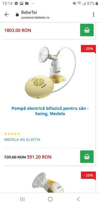 Pompa de san electrica bifazica Swing Medela